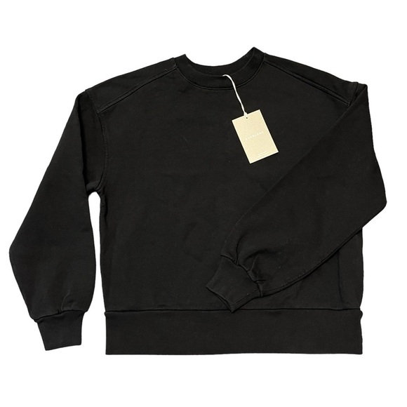 Everlane The Track Crew Sweatshirt Black Organic Cotton Oversized Sz XS #752 NWT - Picture 1 of 9